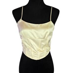 Jason Wu Square Neckline Sleeveless Cropped Corset Top Cream Medium